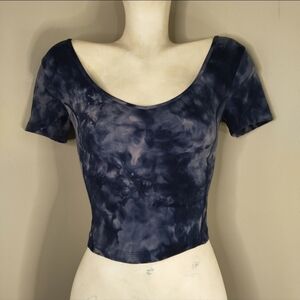 lululemon athletica Navy Tie-Dye Short Sleeve Top